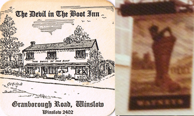Devil in the Boot pub sign and beer mat